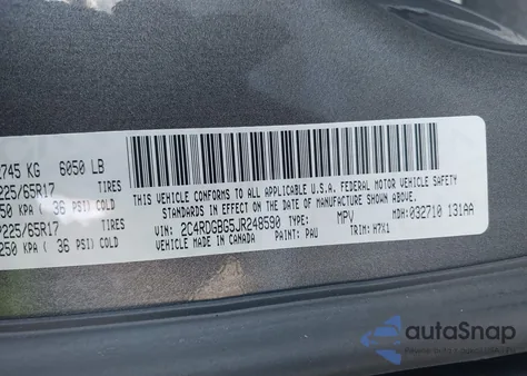 2018 Dodge Grand Caravan Se z USA, uszkodzony, nr VIN 2C4RDGBG5JR248590